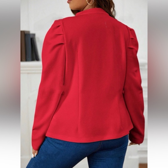 Plus size red puff sleeve jacket - Picture 4 of 13